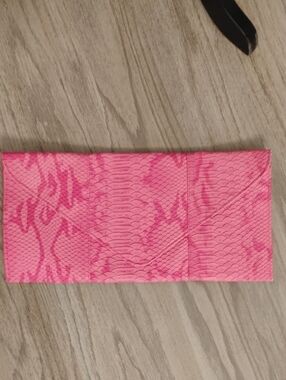Pink Textured Snakeskin Clutch